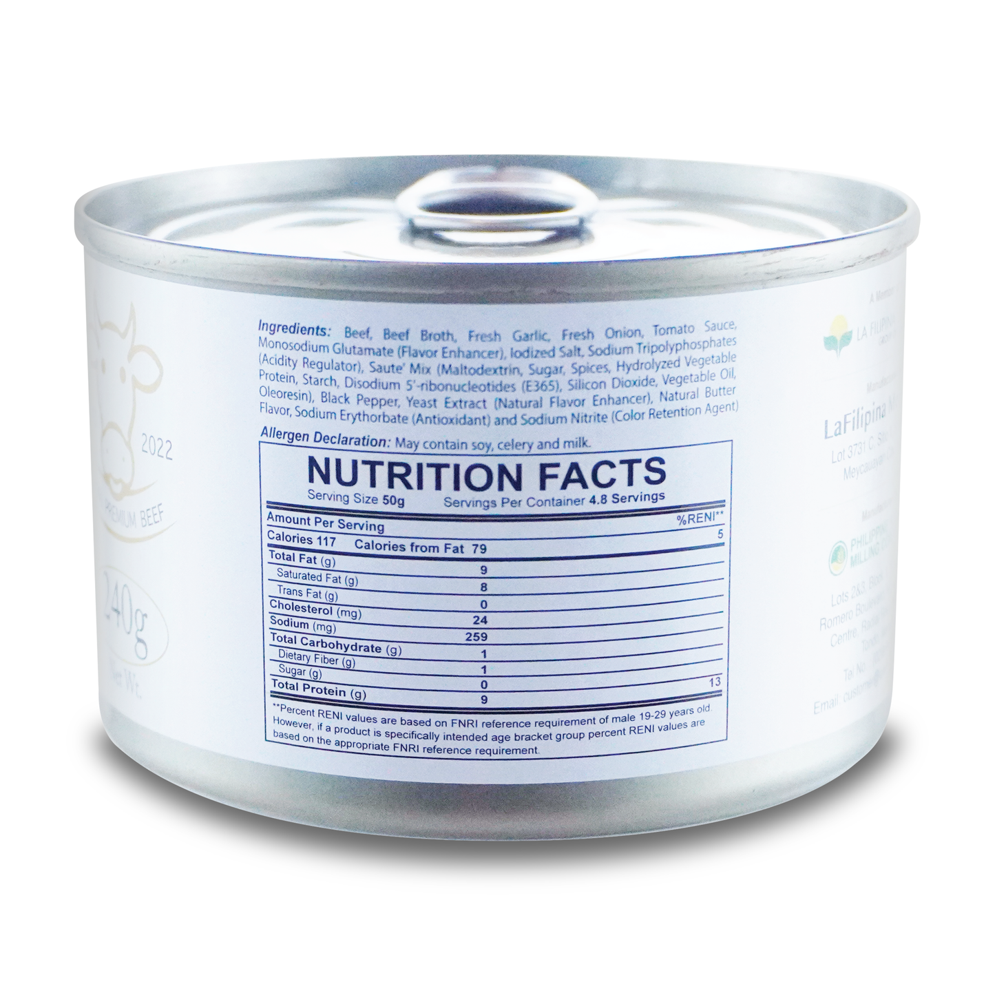 La Filipina Corned Beef Ranch 240g_Nutrition