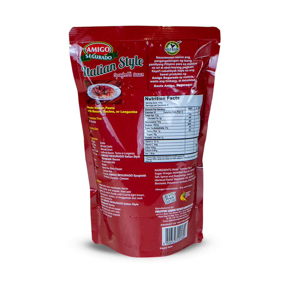 Amigo Segurado Italian Sauce 900g_Nutrition