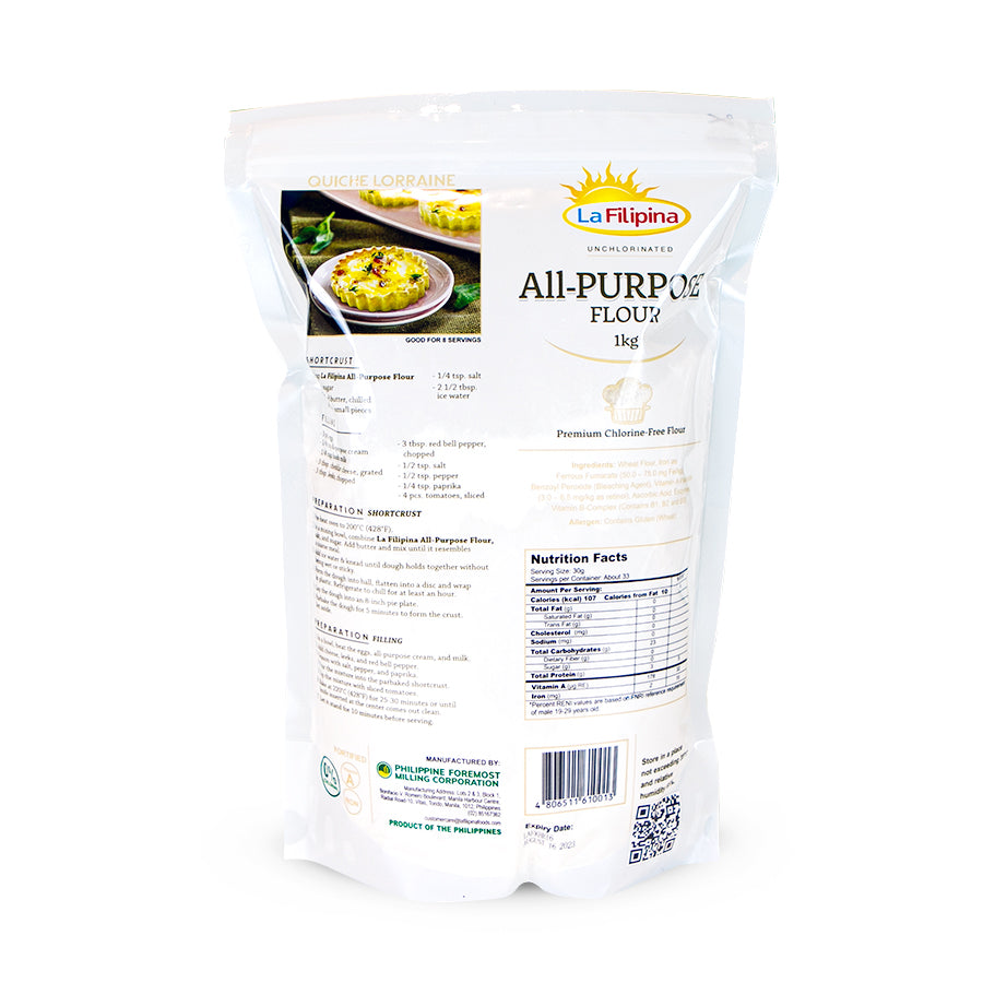 La Filipina Unchlorinated All Purpose Flour 1kg_Nutrition