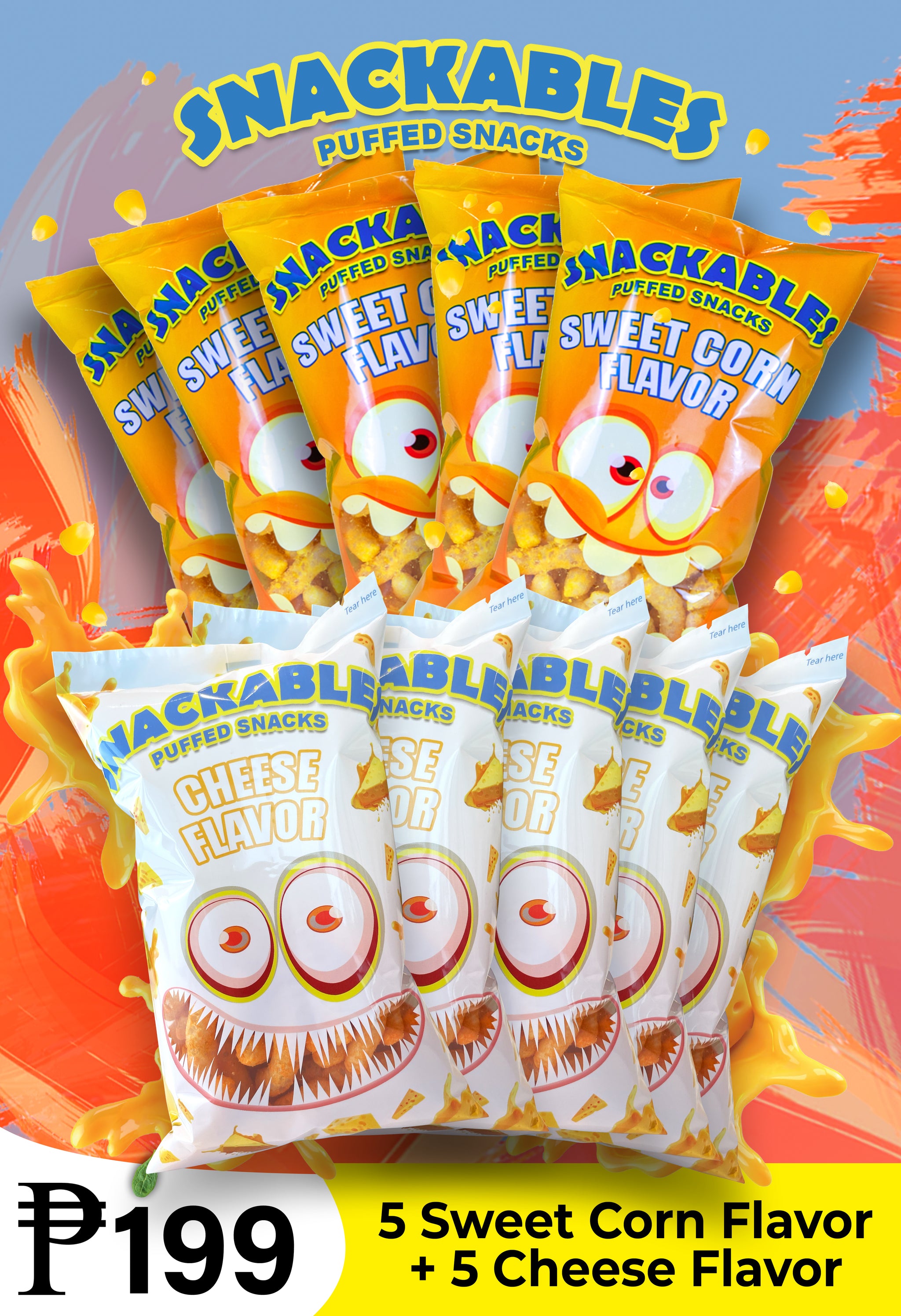 Snackables Sweet Corn and Cheese Flavor Bundle 50g X 10 Packs – Lafil Mall